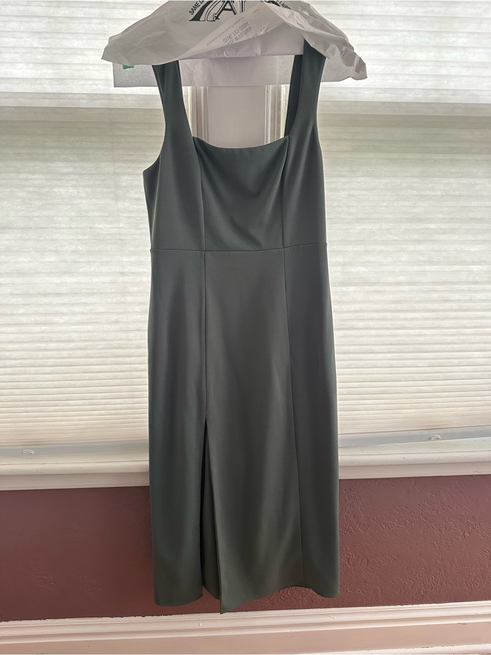 Show Me Your MuMu Slate Green Square Neck Sleeveless Midi Dress